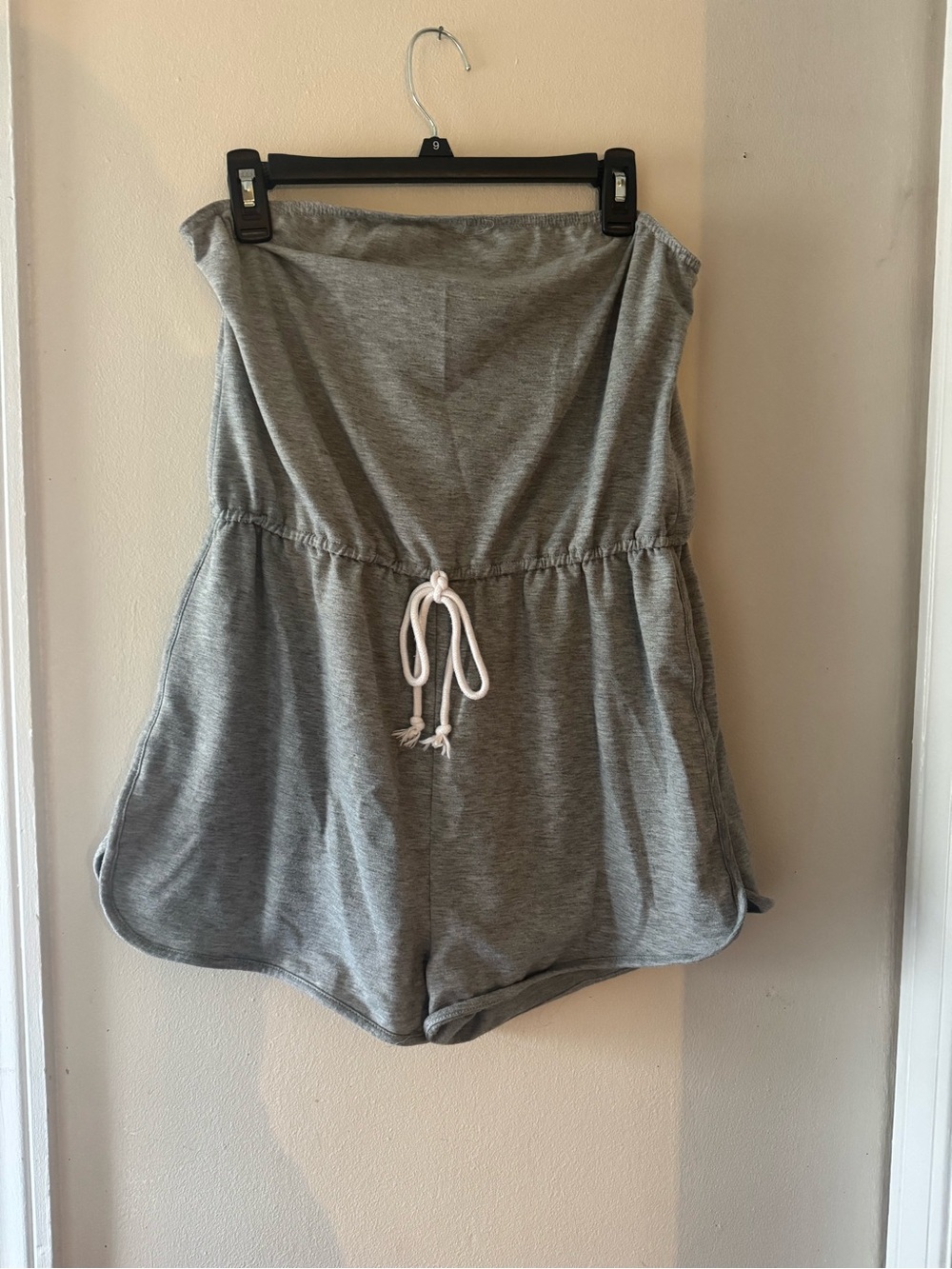 SHEIN Gray Strapless Drawstring Romper Shorts